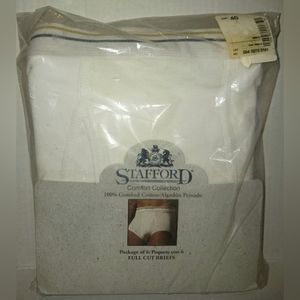 Stafford J.C. Penney Men's Full Cut Briefs Package of 6 NWT New White Size 40